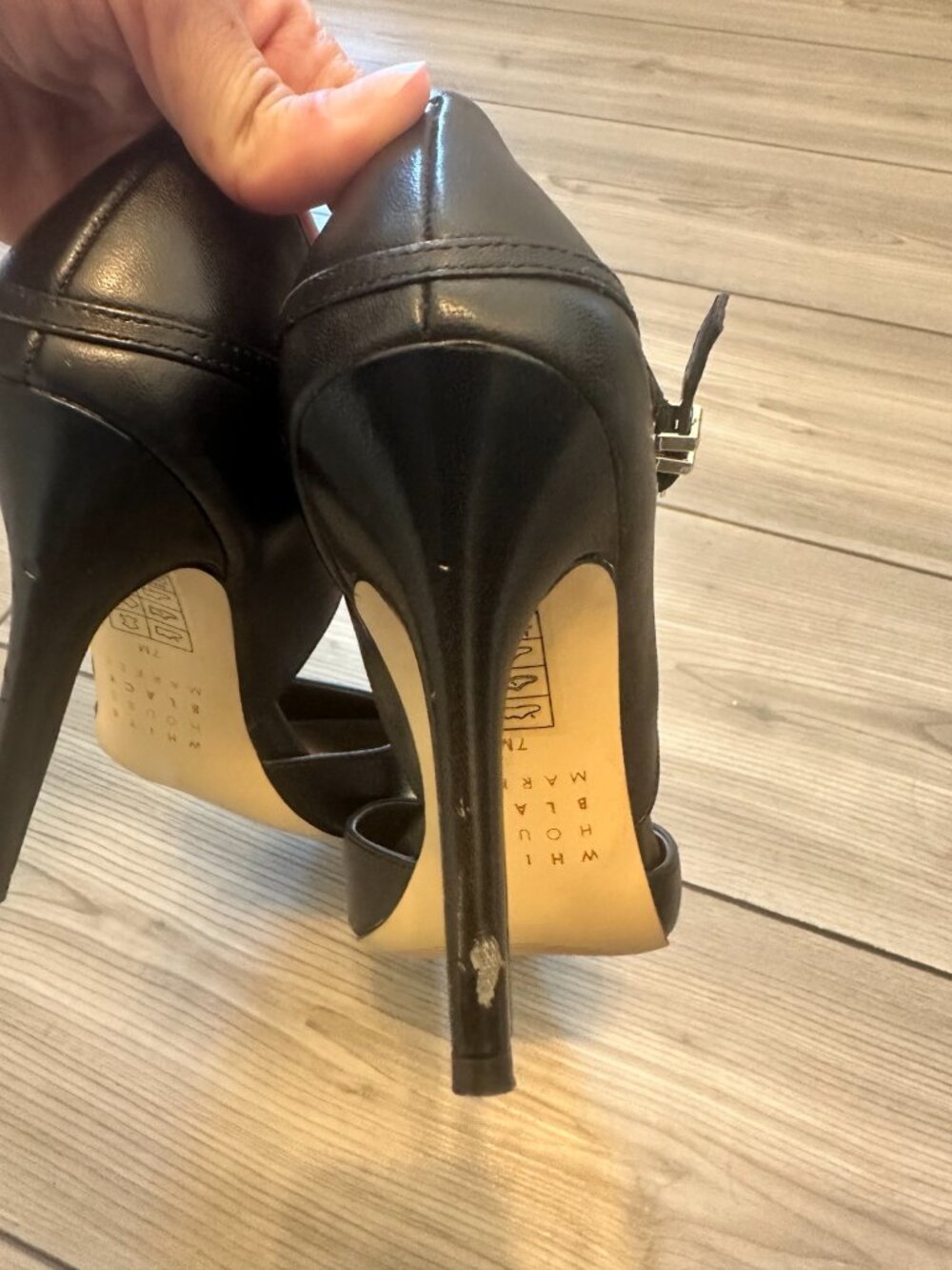 White House Black Market Casey Black Ankle Strap Pointed Toe Heels Size 7 - Picture 8 of 8